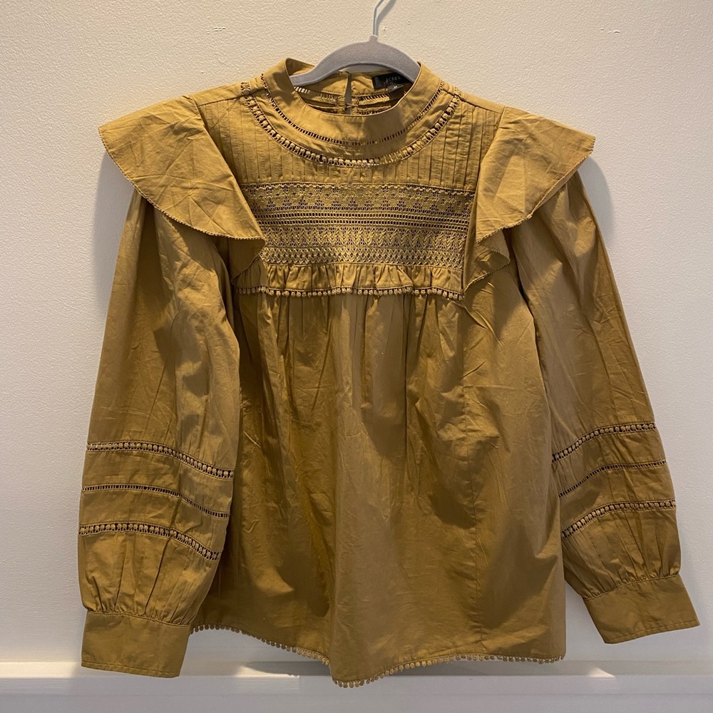 J Crew Mustard Cotton Top